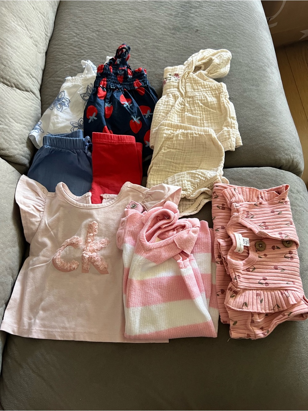 Baby Girls Mixed Clothing Lot - Pink, Cream, Navy, Red